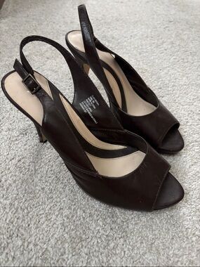 Apt. 9 Dark Brown Open-Toe Slingback Heels